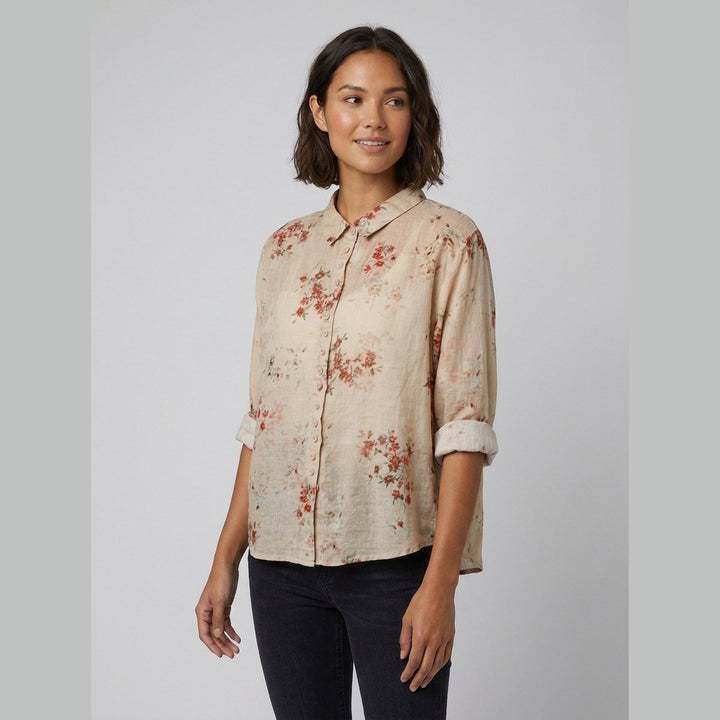 Sola blouse Peter Pan collar beige floral