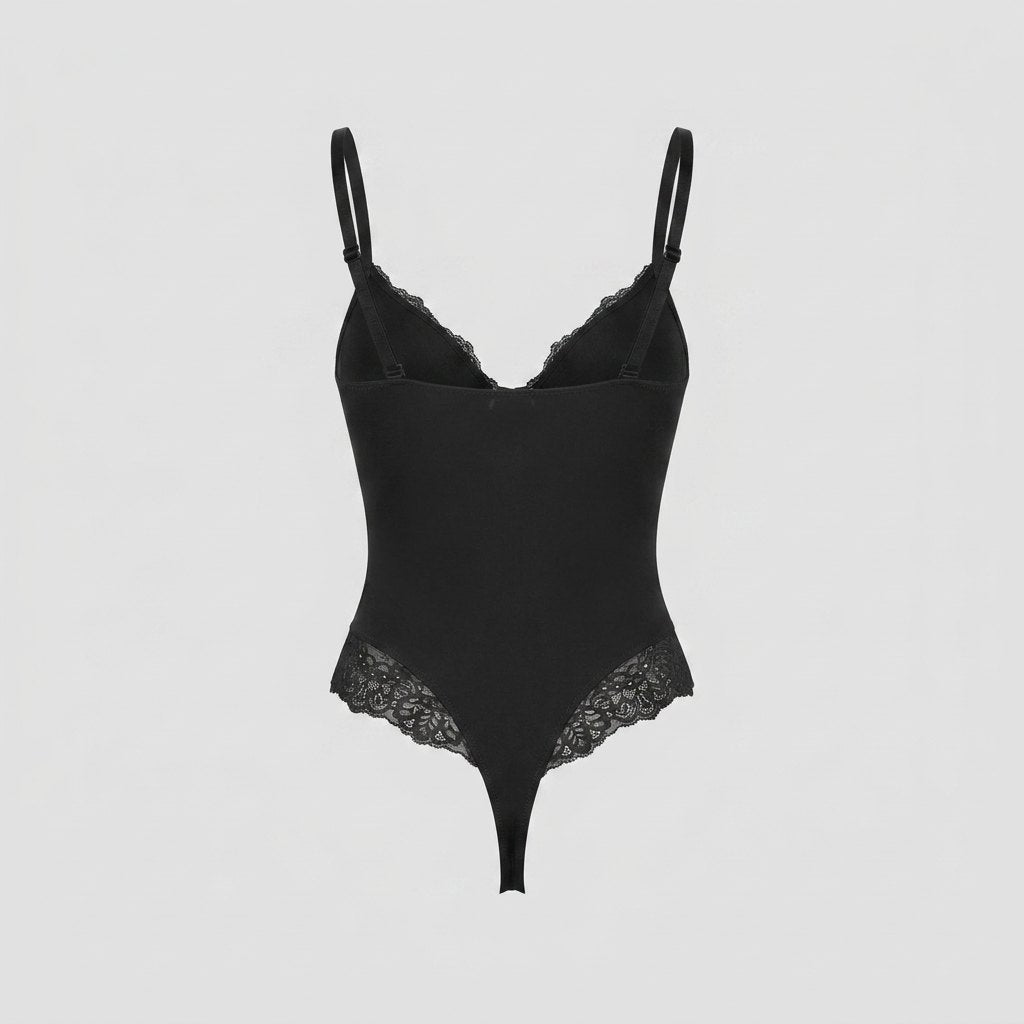 Svelte | Lace Bodysuit Deep V-Neck, Breathable High-Stretch Design
