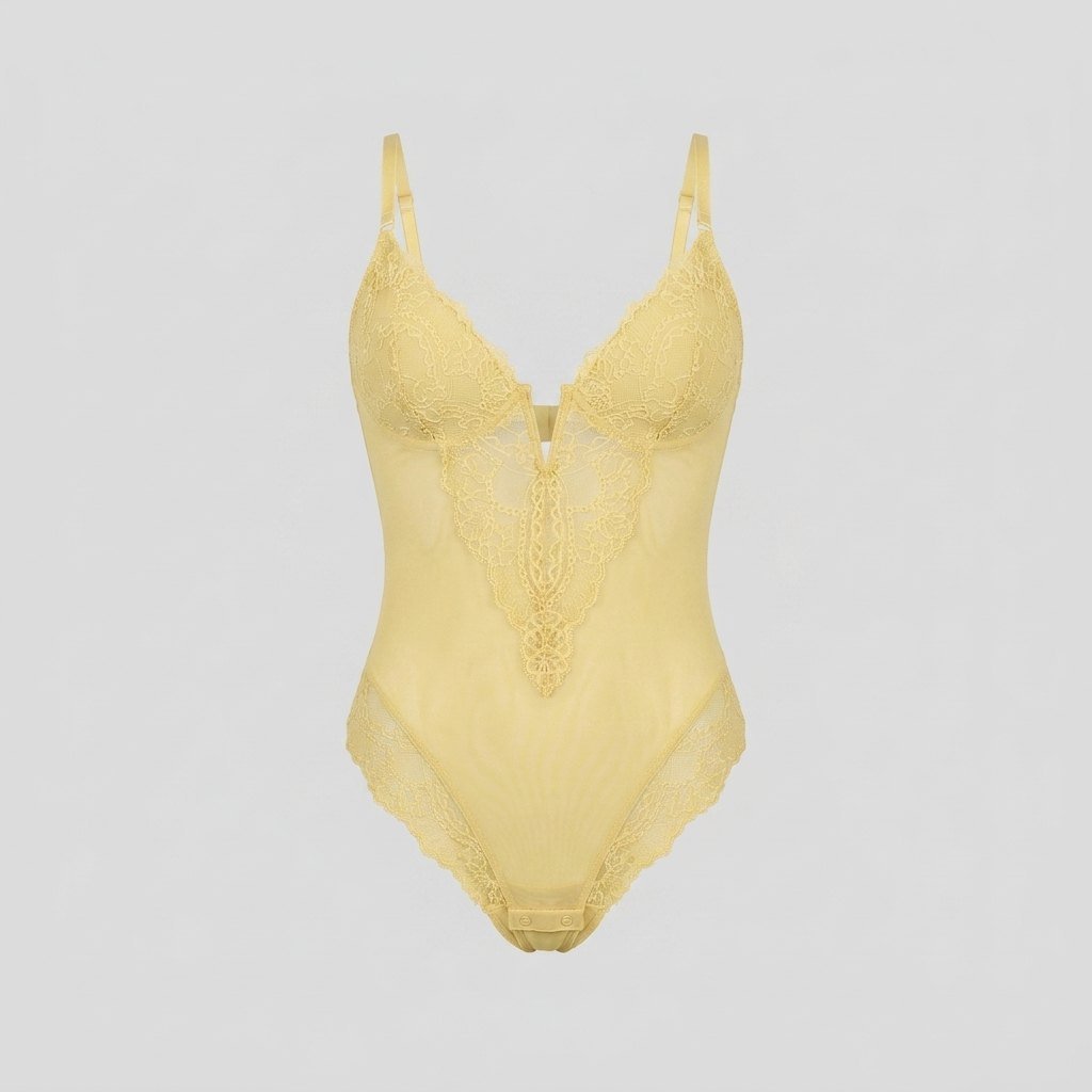 Svelte | Lace Bodysuit Deep V-Neck, Breathable High-Stretch Design