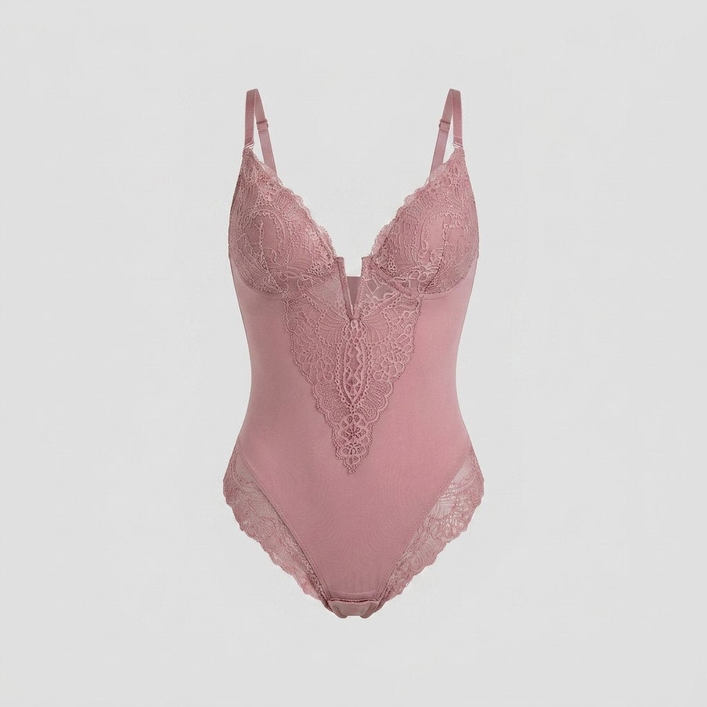 Svelte | Lace Bodysuit Deep V-Neck, Breathable High-Stretch Design