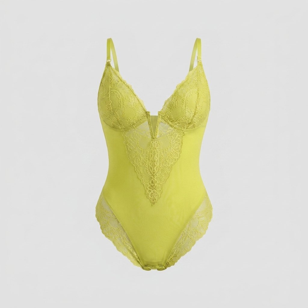 Svelte | Lace Bodysuit Deep V-Neck, Breathable High-Stretch Design