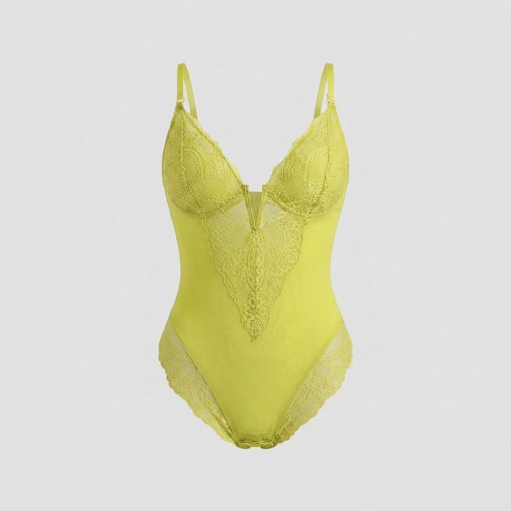 Svelte | Lace Bodysuit Deep V-Neck, Breathable High-Stretch Design