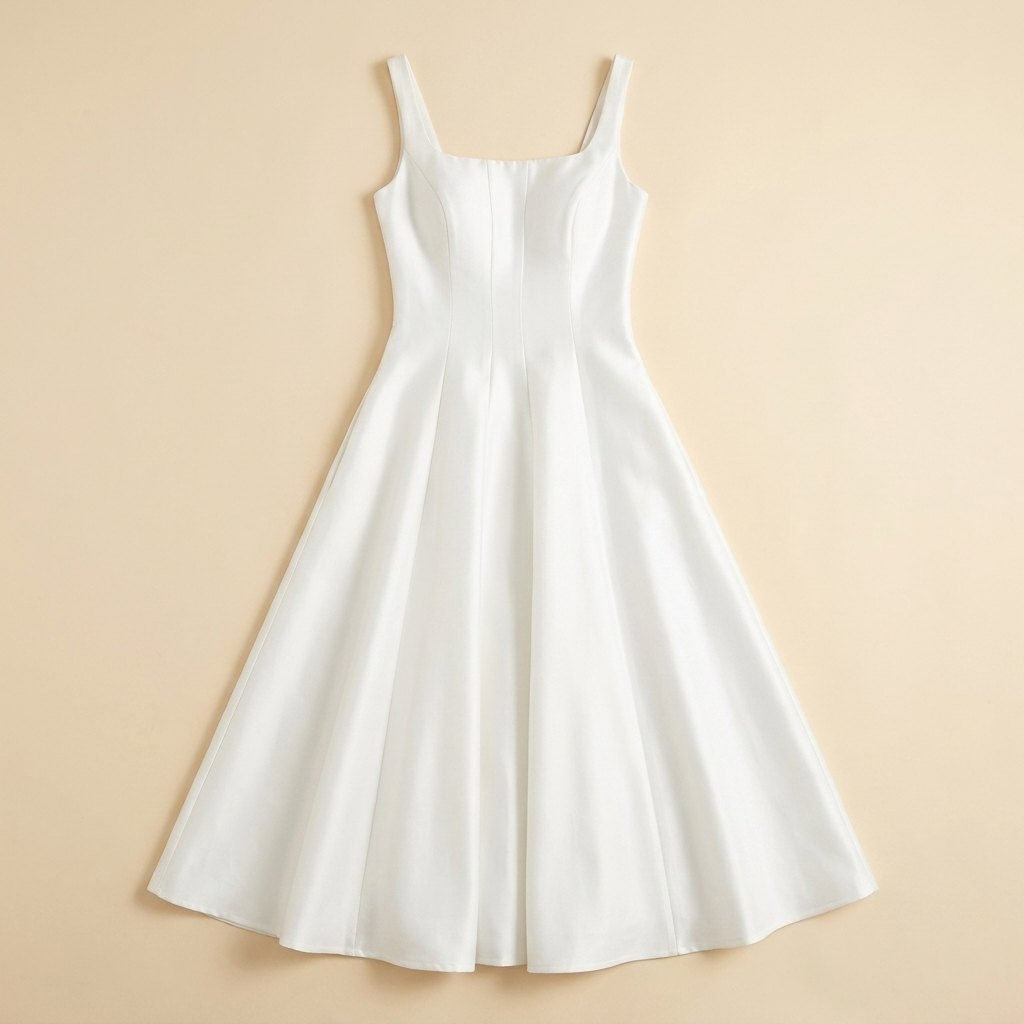 Talia | Midi Dress Tailored A-Line, Square Neck, Formal Style