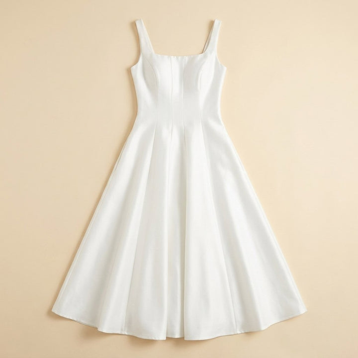 Talia | Midi Dress Tailored A-Line, Square Neck, Formal Style