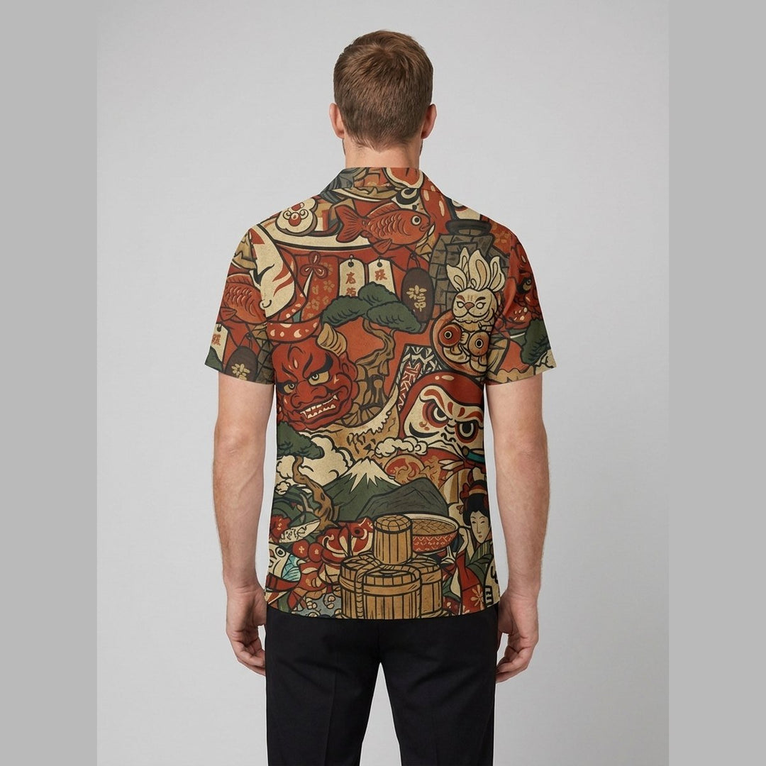 Taro | Folk Motifs Shirt Tall Fit, Short Sleeve,
