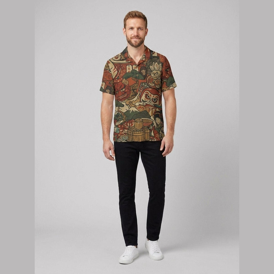 Taro | Folk Motifs Shirt Tall Fit, Short Sleeve,