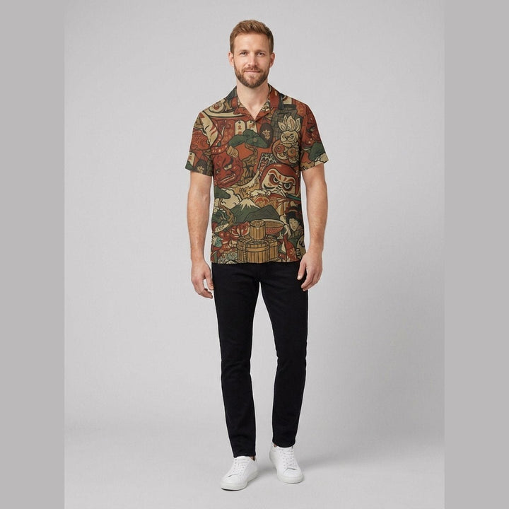 Taro | Folk Motifs Shirt Tall Fit, Short Sleeve,