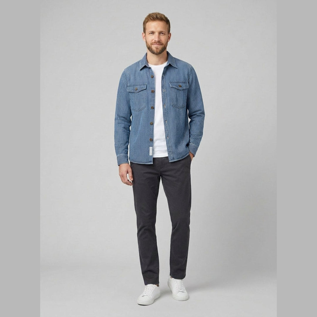 Theodore | Vintage Denim Shirt Striped, Cotton Blend, Relaxed Fit