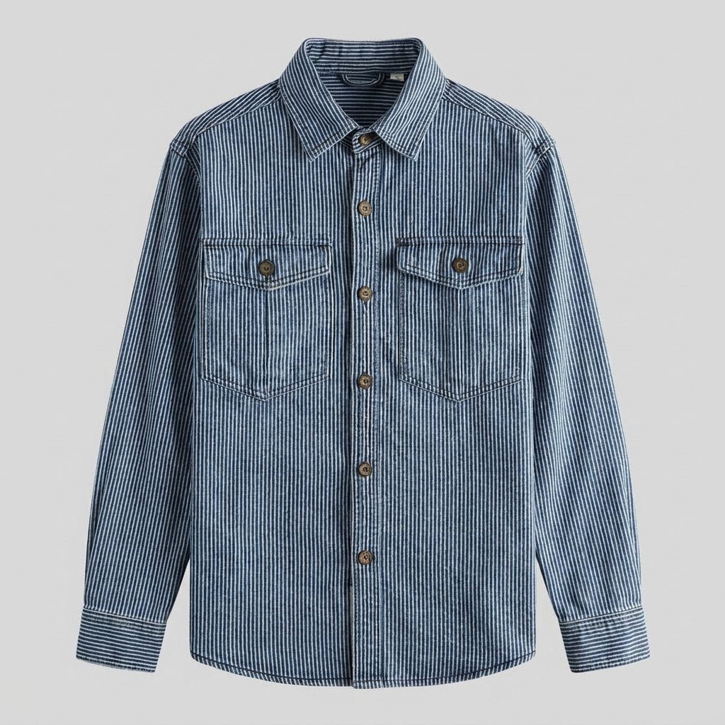 Theodore | Vintage Denim Shirt Striped, Cotton Blend, Relaxed Fit