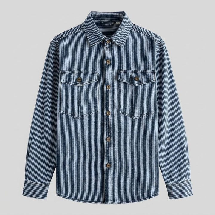 Theodore | Vintage Denim Shirt Striped, Cotton Blend, Relaxed Fit