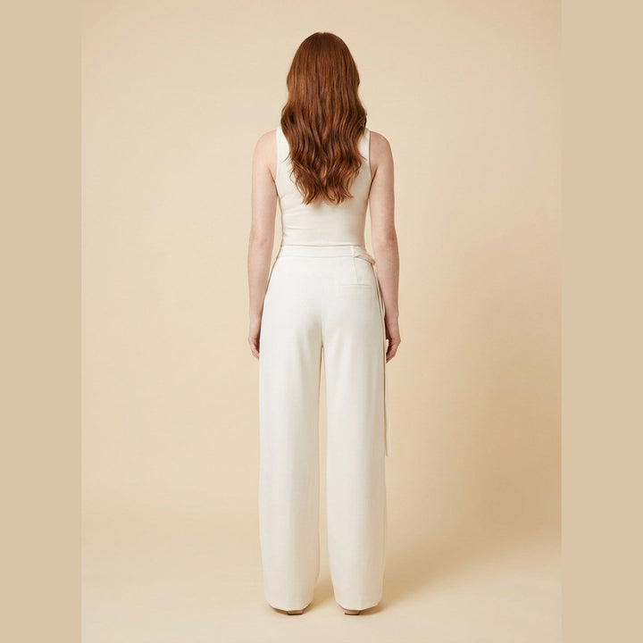 Tina | Asymmetrical Pants Tie Front, Straight Leg