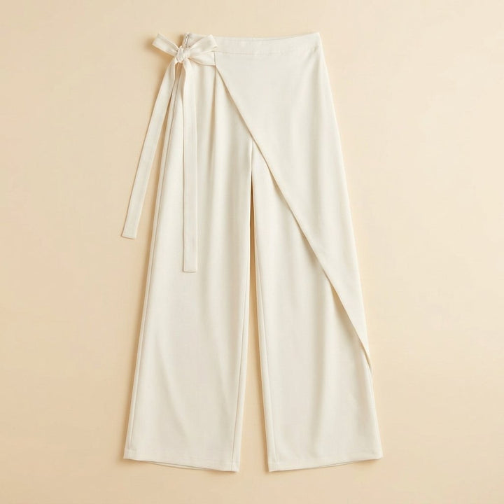 Tina | Asymmetrical Pants Tie Front, Straight Leg
