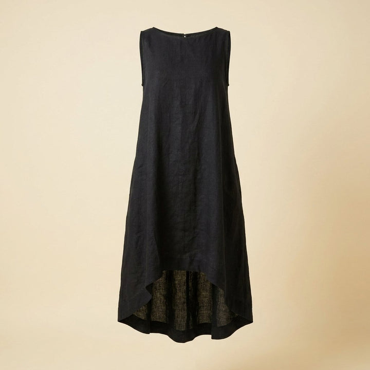 Toscana | Linen Dress Asymmetrical Hem, Relaxed Fit Summer Dress for Women