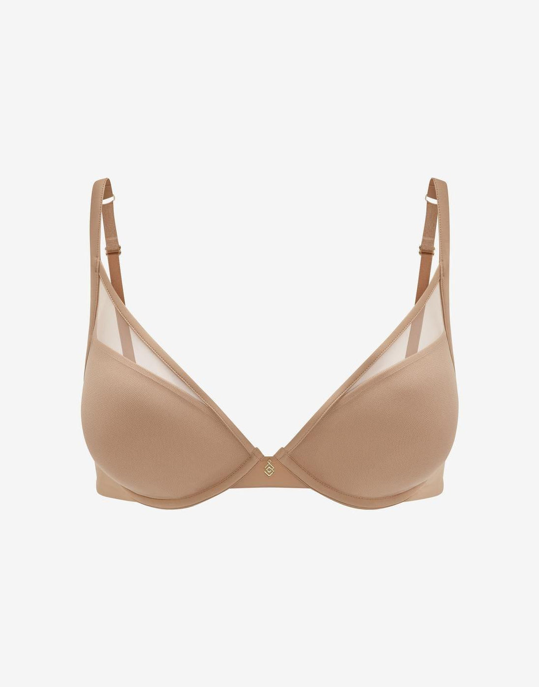 Uplift Plunge Bra taupe front view