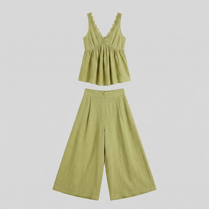 Vera | Women's Set Lace-Trimmed Loungewear Pajama Set