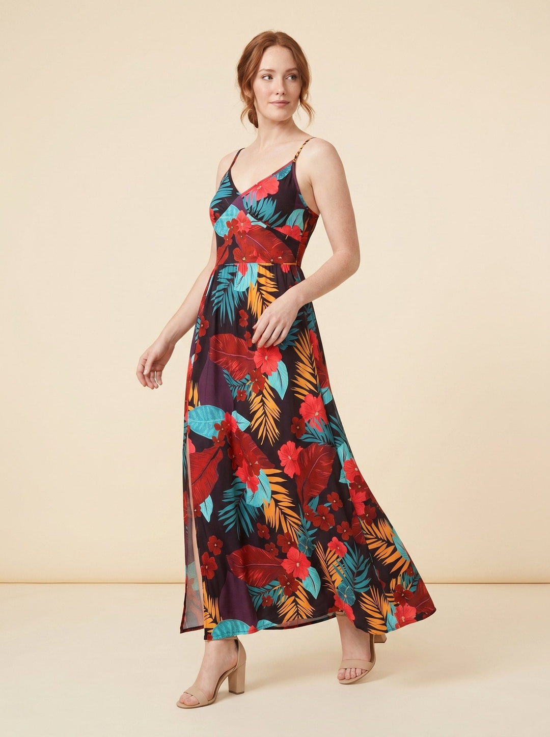 Vera | Maxi Dress Floral Print, High Waist Summer Dress for Wedding Guests
