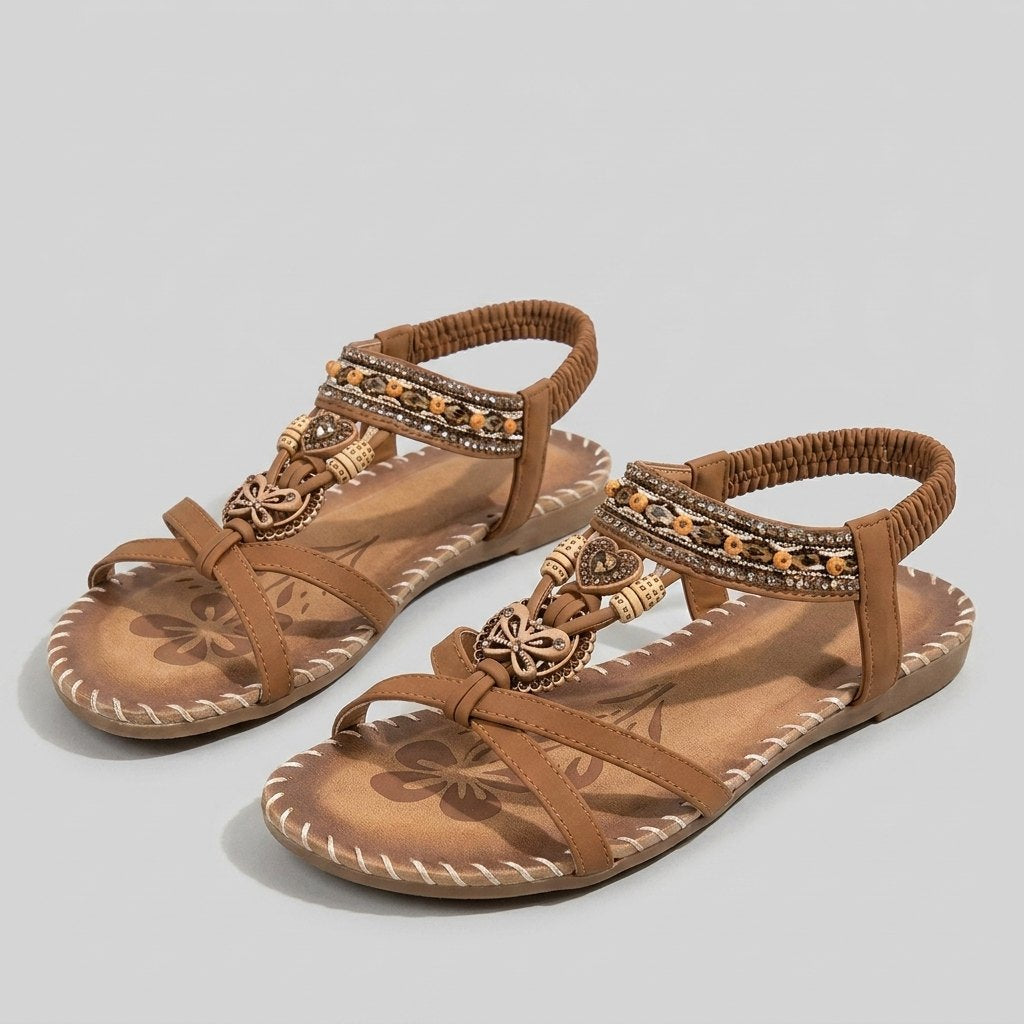 Vittoria Ibiza boho sandals brown - front