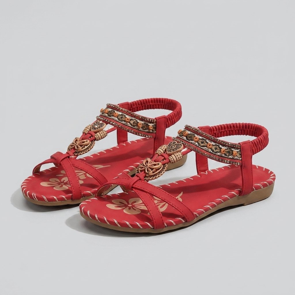 Vittoria Ibiza boho sandals red - front