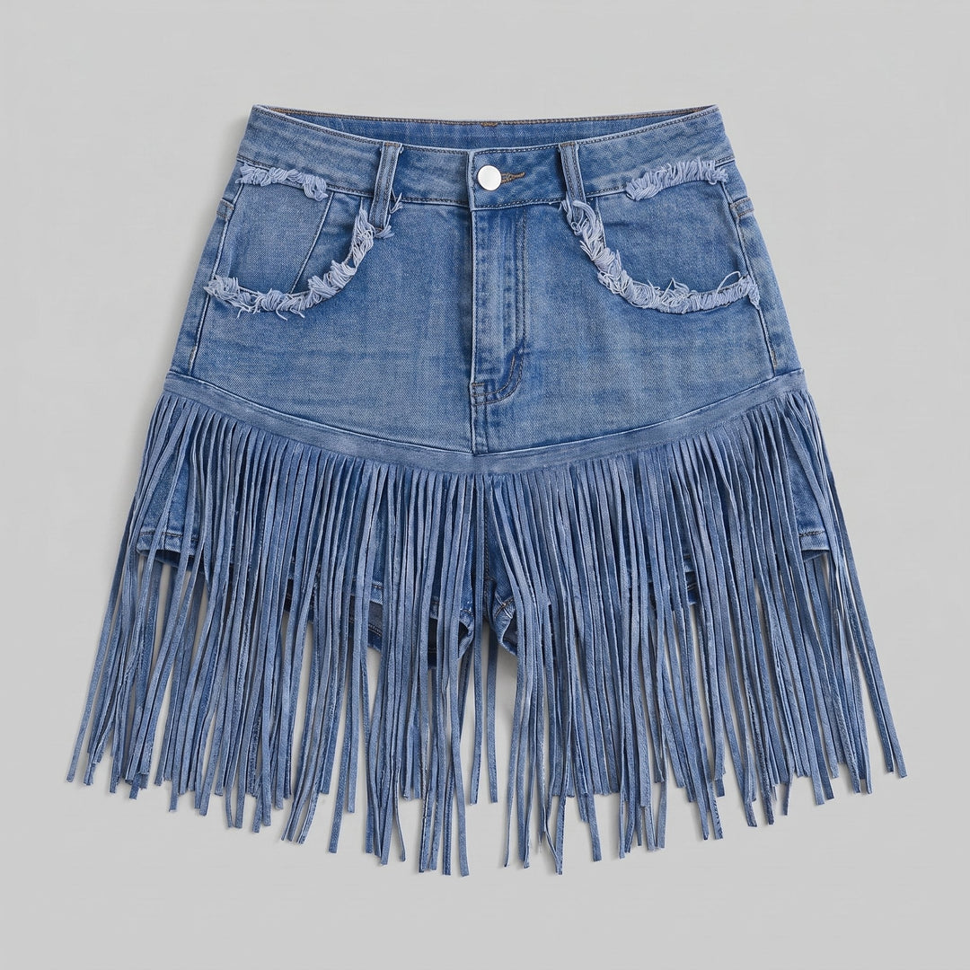 Vivid | Denim Culottes High-Waisted, Tassel Detail, Ankle-Length