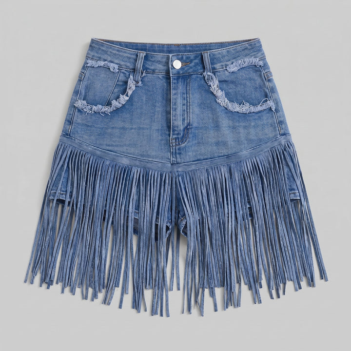Vivid | Denim Culottes High-Waisted, Tassel Detail, Ankle-Length