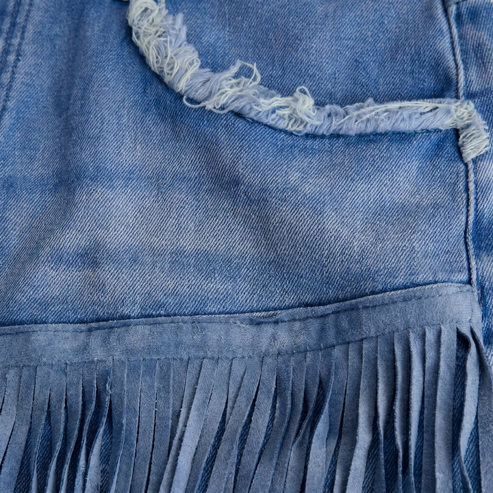 Vivid | Denim Culottes High-Waisted, Tassel Detail, Ankle-Length