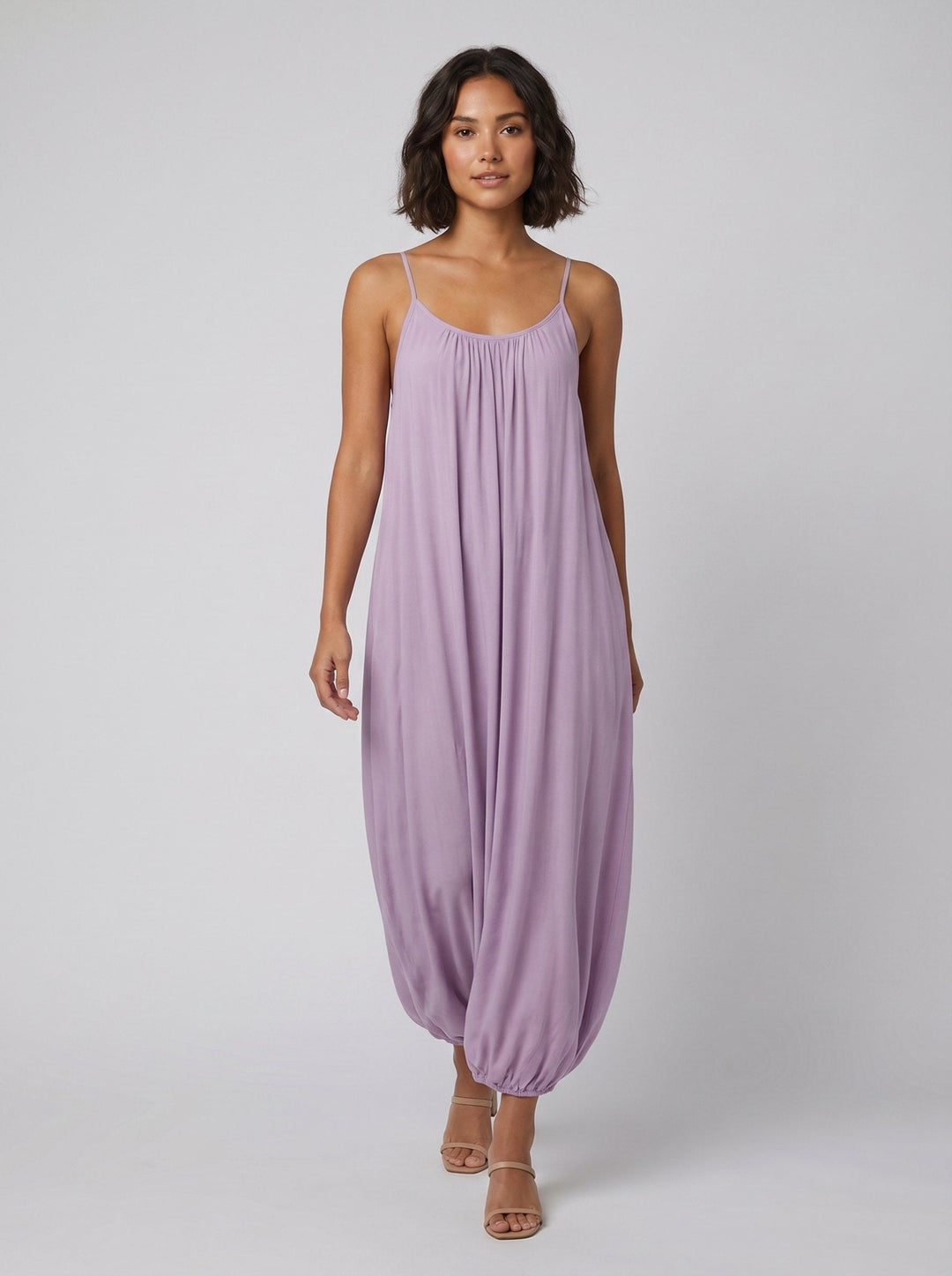 Wanda cami dress purple on model