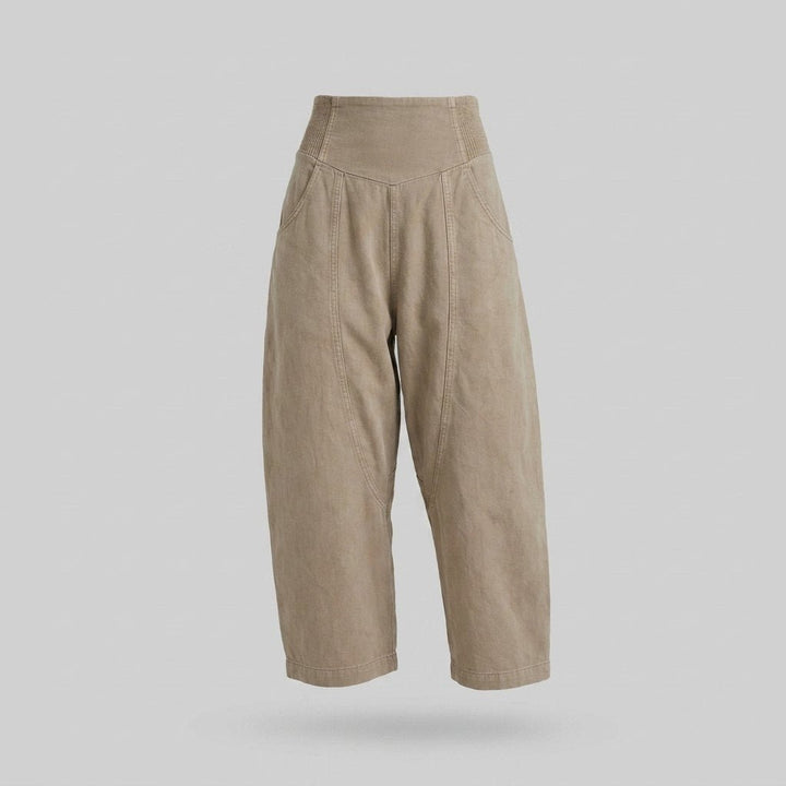 Wander | Wide Leg Pants Women  Cotton-Linen Blend, Sculpted Harem-Cut