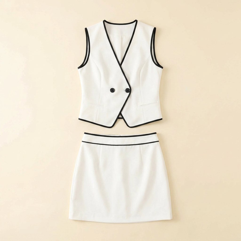 Wina | Women's Suit Double-Breasted Vest, Mini Skirt, Crepe Blend